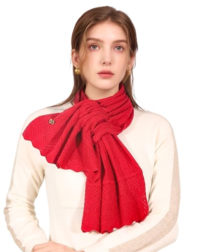 Scarf 30% Mongolian Cashmere 70% Australian Merino Wool Large Size Ultra Soft Warm Scarves Red with Gift Box3