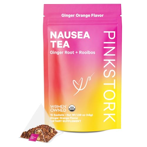 Image of Pink Stork Tea: Organic Ginger Orange Pregnancy Tea - Occasional Morning Sickness Support - Pregnancy Must Haves - Digestive Support for Pregnant Women - Women-Owned, 30 Cups