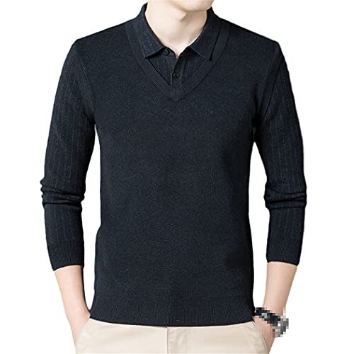 Polo homme manches longues noir en coupe ample pour l'automne