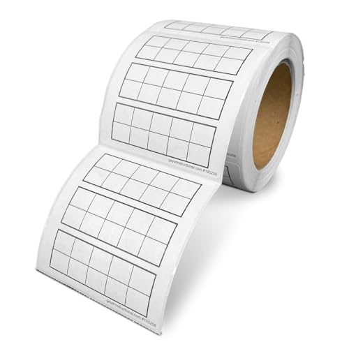 Dix cadres quadrillés autocollants Geyer de 9,5 cm en rouleau de 500 pièces pour le calcul mathématique