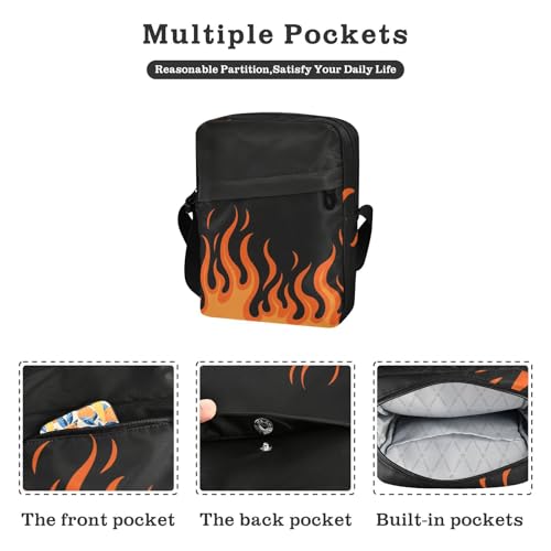 messenger bags for women Small Crossbody Bag Women cross body purses for women Adjustable Strap for Shopping Shopping- Flowing Fire Giraffe Orange Burning2