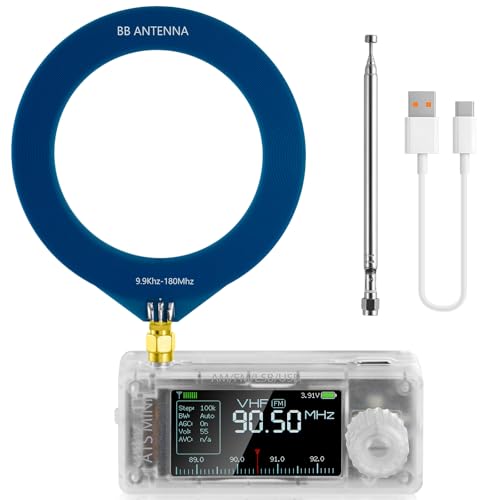 Si4732 ATS Mini Radio Pocket Radio- AM/FM/LSB/USB/CW/RTTY All Band Receiver, Built-in Headphone Amplifier and Hi-Z Circuit, Enhanced EMI Shielding, and Robust ESD Antenna Protection (Transparent)
