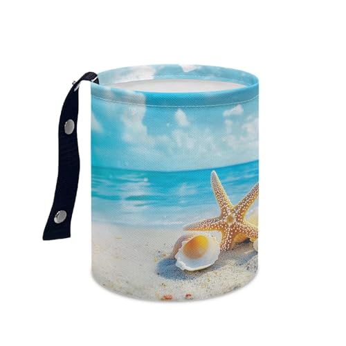 Image of Beach Sea Car Trash Can, Kitchen Camping Trash Can, Women's Car Accessories, Car Seat Back Use Interior Accessories Storage Bag Collapsible Trash Container