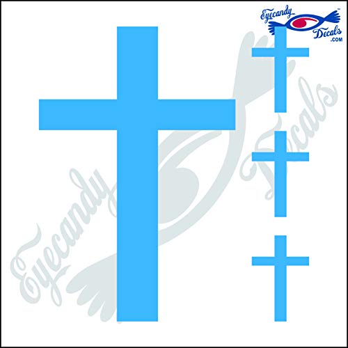 Image of Cross Plain 6 inch Plus 3 Small Decal Sticker Olympic Blue