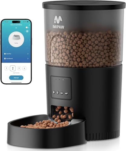 IMIPAW Futterautomat Katze, 5G | 2.4G WiFi Katzenfutter Automat, APP-Steuerung Futterspender für Katzen und Hunde, 1-10 Mahlzeiten pro Tag, Der...