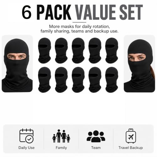 Image of 15 Pack black Ski Mask for Men Balaclava,Summer Cooling Neck Gaiter UV Protector Ski Scarf for Women Sports mask