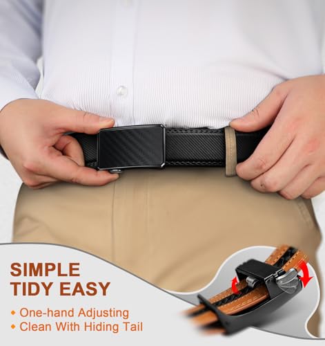 Men Belt-Ratchet Adjustable Belt Conceal Carry For Gift Men Dress Casual Jeans 1 3/8"-Cut For Fit4