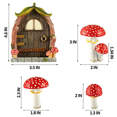 Jfmamj Fairy Door And Mushrooms For Garden, Glow In The Dark Fairy Garden Decor Accessories, Fairy Wild Garden Accessories Resin Miniature Garden Accessories, Micro Landscape, Mushroom Statue #TOP3