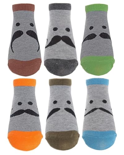 MeMoi Boys' 6 Pair Pack Mustache Mood Low Cut Socks - Main Image