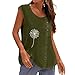 Xmiral Canotta da donna senza maniche con stampa tarassaco casual con bottoni estivi, girocollo, camicetta allentata Camicetta Elegante