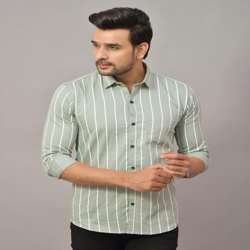 Image of Regular Fit Striped Lining Cotton Full Sleeve Casual Shirts for Men /Long Sleeves Cotton Striped, Cotton Shirt Crafted with Regular Sleeve, Comfort Fit & High-Performance for Everyday Wear