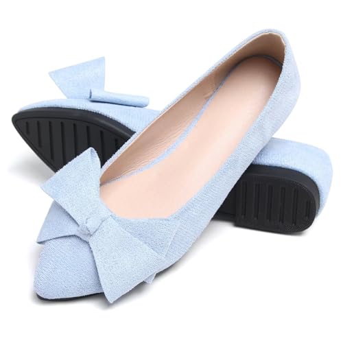 HuangTaiJi Qing Women's Bowknot Pointed Toe Ballet Flats Elegant Wedding Party Flat Shoes Casual Slip-On Loafers4