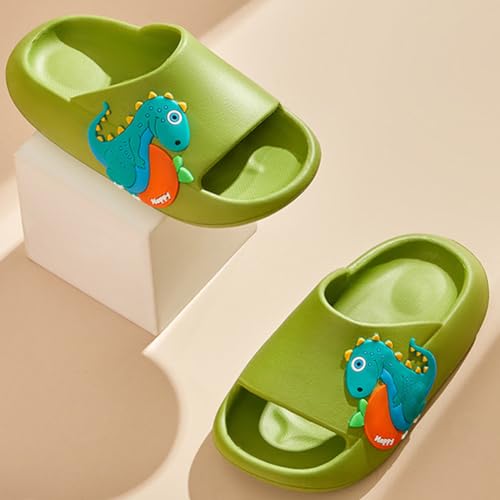 Kids Cute Cartoon Dinosaur Shoes Lightweight Non Slip Garden Shoes for Boys Girls Water Shower Beach Pool Slides Indoor & Outdoor Sandals(Little Kid 11.5-12.5(185mm), Green)3