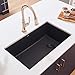 Ruvati 32 x 19 inch epiGranite Undermount Granite Composite Quartz Single Bowl Kitchen Sink - Midnight Black - RVG2033BK