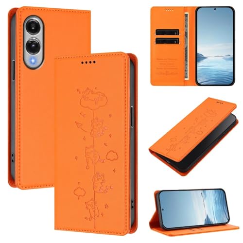 Étui Samsung S20 FE orange avec fermeture magnétique sécurisée et fentes pour cartes