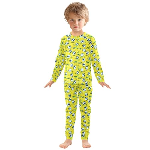 ALAZA Yellow Football Game Ball 2 Piece Pajama Set Long Sleeve Top and Pants Sleepwear Unisex3