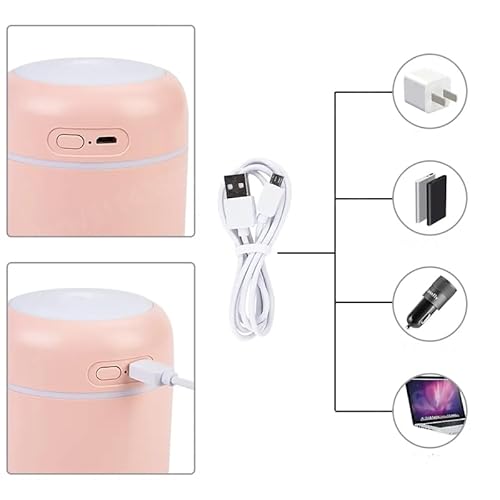Mini Umidificador de Ar Difusor de Ambiente Aromas Portátil Ultrassonico 300 ml Aromatizador USB LED