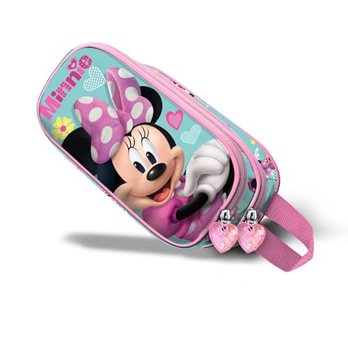 Disney Minnie Mouse Pose-Astuccio 3D Doppio, Rosa, 22 x 10 cm