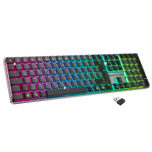 EMPIRE GAMING RF243 – Kabellose Mechanische Gaming-Tastatur Wiederaufladbar DE (QWERTZ), 2,4 GHz/Bluetooth/USB-C, 111 Tasten MX Red, RGB, NKRO, kompatibel mit PC, Mac & Konsolen EMPIRE GAMING RF243 – Kabellose Mechanische Gaming-Tastatur Wiederaufladbar DE (QWERTZ), 2,4 GHz/Bluetooth/USB-C, 111 Tasten MX Red, RGB, NKRO, kompatibel mit PC, Mac & Konsolen