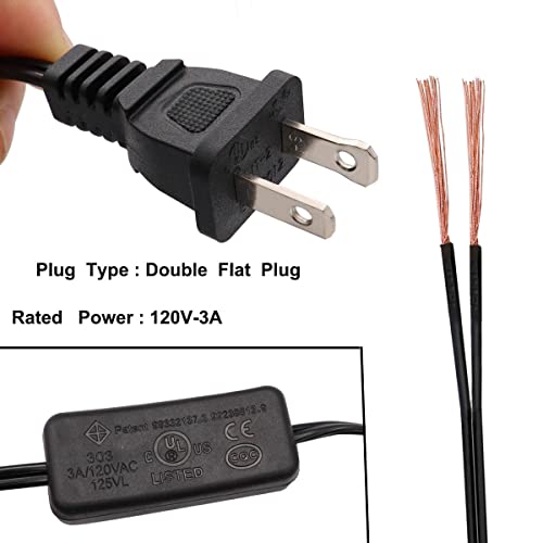 Smseace CADX-2P 2-Piece 6 Feet Black Light Cord thumb #5