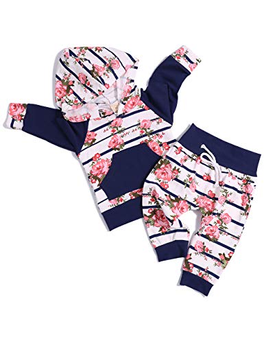 Preisvergleich Produktbild itkidboy Baby Mädchen Kleidung Sommer Atmungsaktiv Kapuzenpullover + Kangero Tasche + Floral Hosen Outfits Set - - 0-6 Monate