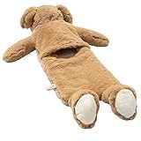 Premium Kinder Wärmflasche Schlauch 0.9 Liter mit schönem weichem Kunstpelz Bezug, Bettflasche aus Naturgummi, Wärmekissen, verschiedene Modelle - Hund