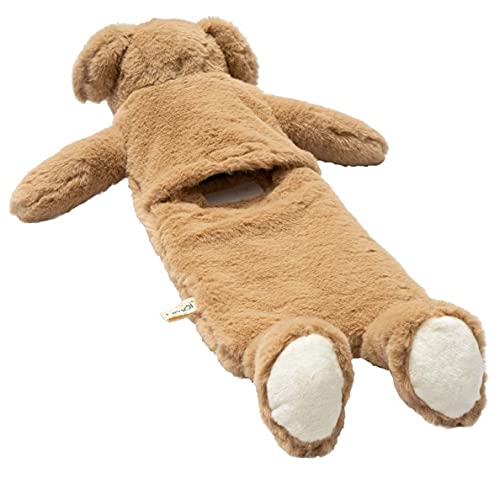Premium Kinder Wärmflasche Schlauch 0.9 Liter mit schönem weichem Kunstpelz Bezug, Bettflasche aus Naturgummi, Wärmekissen, verschiedene Modelle - Hund
