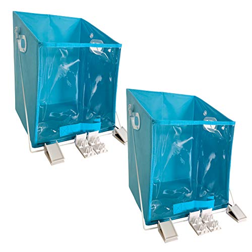 N/D Closet Dirty Clothes Storage Organizer Case Rotatable Retrieve Clothes Storage Organizer with Clear Window Telescopic Debris Storage Rack for Bedroom Nursery Dorm Closet (2pcs)