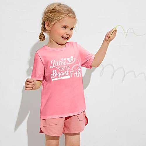 Image of FRYAID Toddler Baseball Sister Shirt Baby Girl Baseball Outfit Big Sister Shirt Birthday Girl T-Shirt Summer Cotton Tee Top