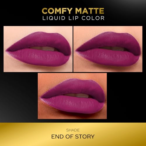 Image of FACES CANADA Comfy Matte Liquid Lipstick - End Of Story 03 (Plum), 3 ml | Comfortable 10HR Longstay | Intense Matte Color | Almond Oil & Vitamin E Infused | Super Smooth | No Dryness | No Alcohol