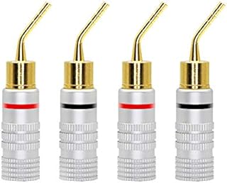 CERRXIAN Gold Plated 2mm Banana Plug Screw Type Audio Speaker Pin Plugs Cable Connector Adapter(4pcs)
