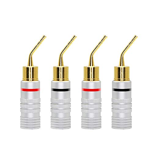 CERRXIAN Posrebrzany 2 mm Banana Plug Śrubowy Typ Głośnika Audio Wtyk Wtykowe Złącze Adaptera Kablowego (4 Sztuki)