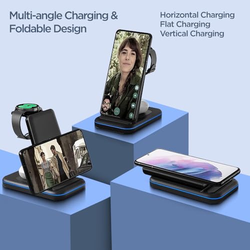 Image of UNIGEN Unidock 350 23W Foldable Fast Wireless Charger Dock for Samsung Galaxy S24 Ultra Plus S23 S22 S21 S20 Z Fold Flip 3 4 5 6 Watch 4 5 6 7 Pro Active 1 2 Galaxy Buds - Black