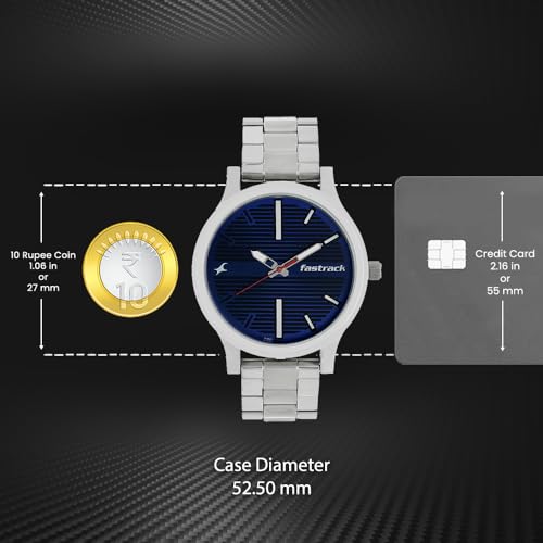 Fastrack Fundamentals Quartz Analog Blue Dial Stainless Steel Strap Watch for Guys-NS38051SM03 - Image 5