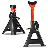 SROCHN 2 Stück Unterstellböcke 3 Tonnen, KFZ Wagenheber mit Sicherung, 10-stufige Höhenverstellung 27,5-43 cm, Stabiler Stahlbock für PKW & Wohnmobile