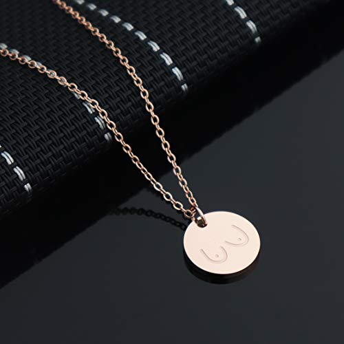 Ankiyabe Boobs Necklace Breast Necklace Feminist Jewelry Silver or Rose Gold Simple Disk Pendant Girl Power Women Right2