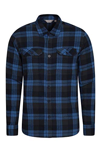 Mountain Warehouse Camisa de Franela de Manga Larga Trace para Hombre Azul S