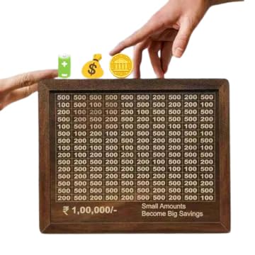Wooden Money Box with Savings Tracker | 1 Lakh Goal Piggy Bank for Kids & Adults | Cash Collection Bank with Savings Chart | 100000 Gullak for Financial Savings Habit Jivan_Money_Bank_1104-image-18