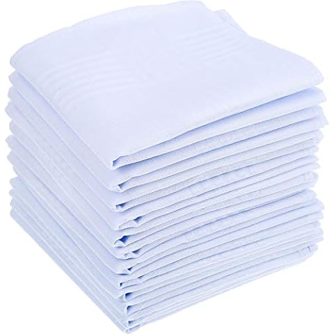15 Pack Pure White Handkerchiefs Large Pocket Squares Hankies for men (White) Cover