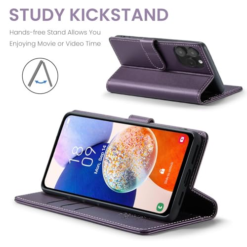 FLIPALM Wallet Case for iPhone 15 Series, RFID Blocking Credit Card Holder, PU Leather Folio Flip Kickstand Protective Shockproof Cover for Apple 15 Series (Purple, iPhone 15 Pro Max - 6.7") by FLIPALM - Used condition - Image 4