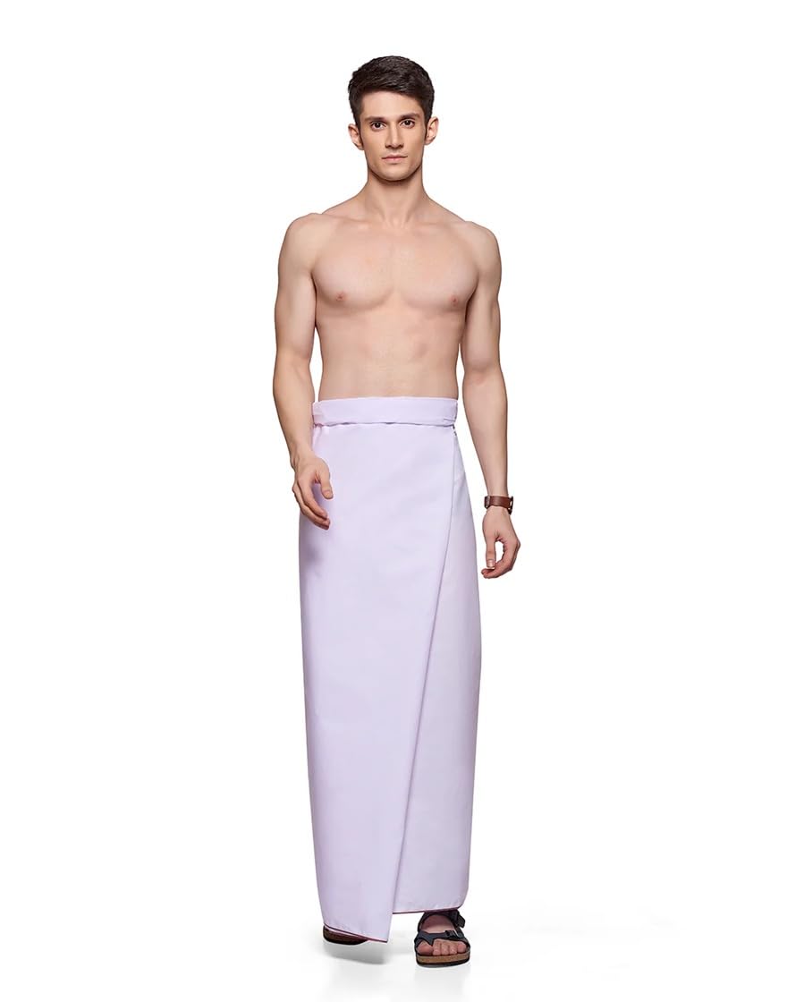 Brand Premium White Plain Stitched Lungi - 2 Pcs Pack (Border Colour May Vary # Free Size # Ready to Wear # 2.10Mtr # HIGH-IQ LASTING WHITE #-image-9