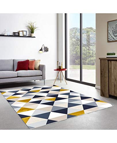 MANI TEXTILE TPS_TREN_TRIAN_80 Teppich, Polyester, Blau, Gelb, X_150_cm - Image 3