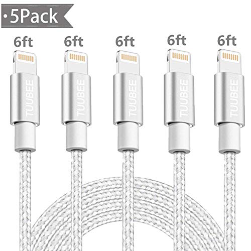 Lightning Cable TUUBEE Nylon Braided iPhone Charger Cable Cord 5Pack 6FT Long iPhone