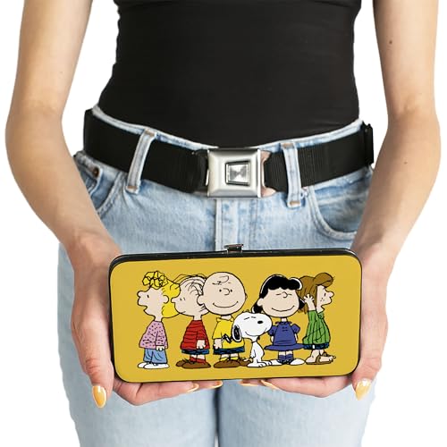Buckle-Down Peanuts Wallet, Hinged, Peanuts Gang Close Up Group Pose Golden Yellow, Vegan Leather3