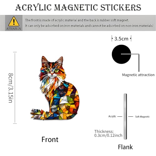 Imanes Decorativos Acrílicos con Gato Mosaico miniatura 3