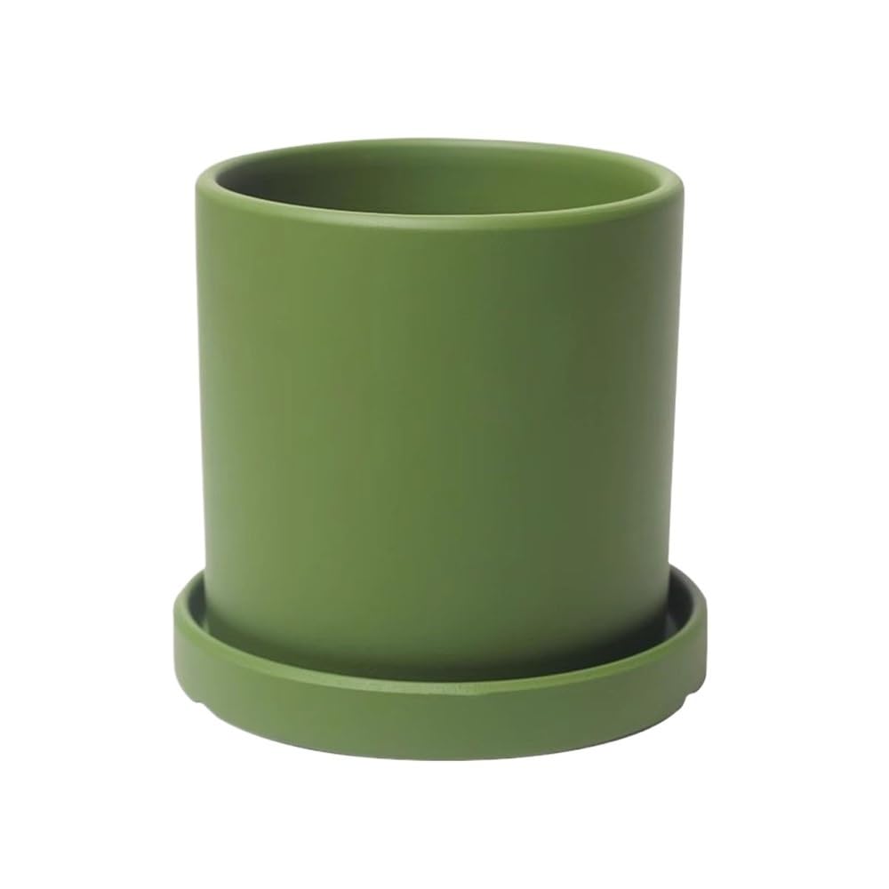 L8p2B5s7 Garden Pots Cylindrical Small Plant Pot Ceramic Flower with Saucers for Balcony Garden
