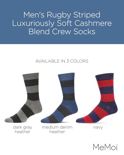 Men's Striped Cashmere Blend Crew Socks 10-13 / Navy2