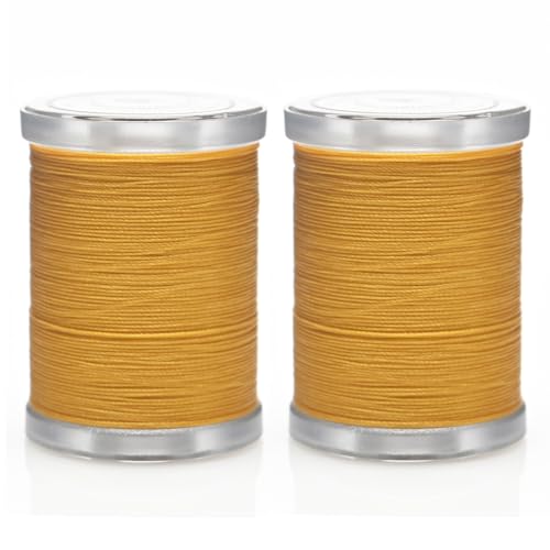 Image of Selric 300Yards Extra Strong Bonded Nylon Thread for Leather Sewing, Jeans Yellow Heavy Duty Upholstery Thread for Heavy Fabric (2 Spools)-Jeans Yellow