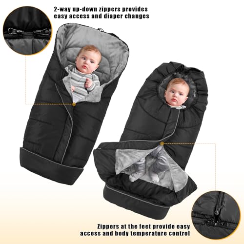 Yoofoss Winter Stroller Cover - Universal Toddler Footmuff, Water Resistant Coral Baby Stroller Bunting Sleeping Bag - Image 5