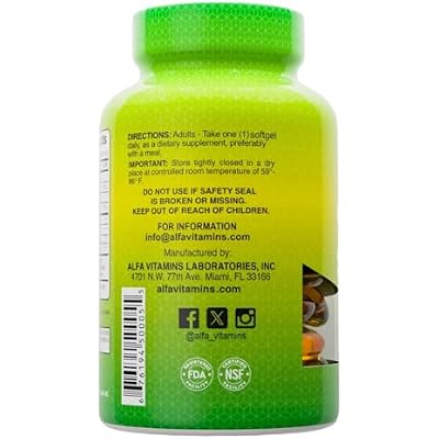 ALFA VITAMINS Omega 3 Fish Oil 1000mg Supplement, Supports Heart Health, Brain Function, Joint Mobility & Skin Hydration, 300mg Omega-3, 180mg EPA, 120mg DHA, 100 Softgels per Bottle, 4 Pack